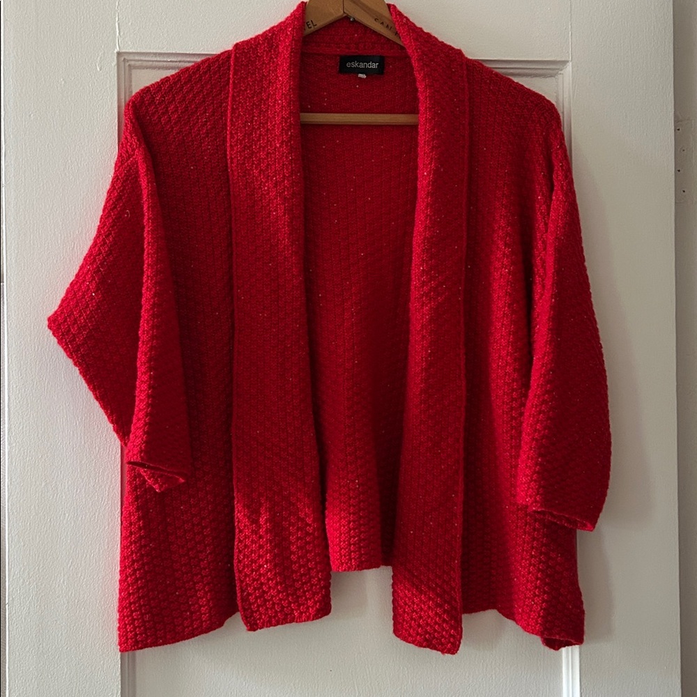 eskandar cashmere/silk cardigan - OS, red with sequins